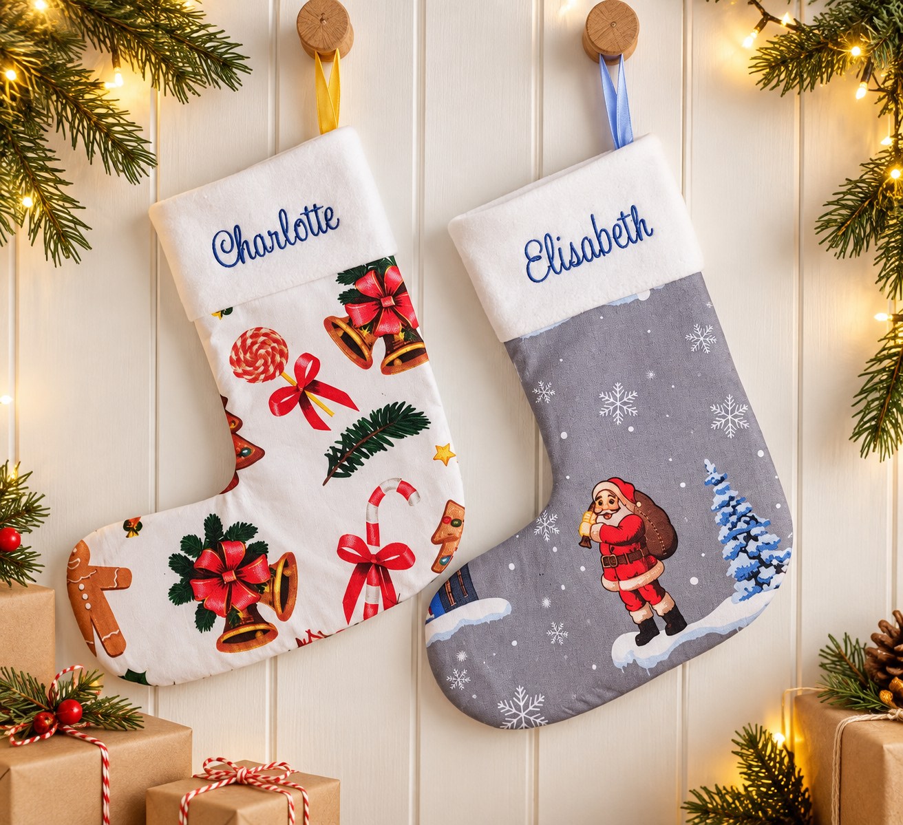 Bottes de Noël personnalisées — Charlotte et Elisabeth