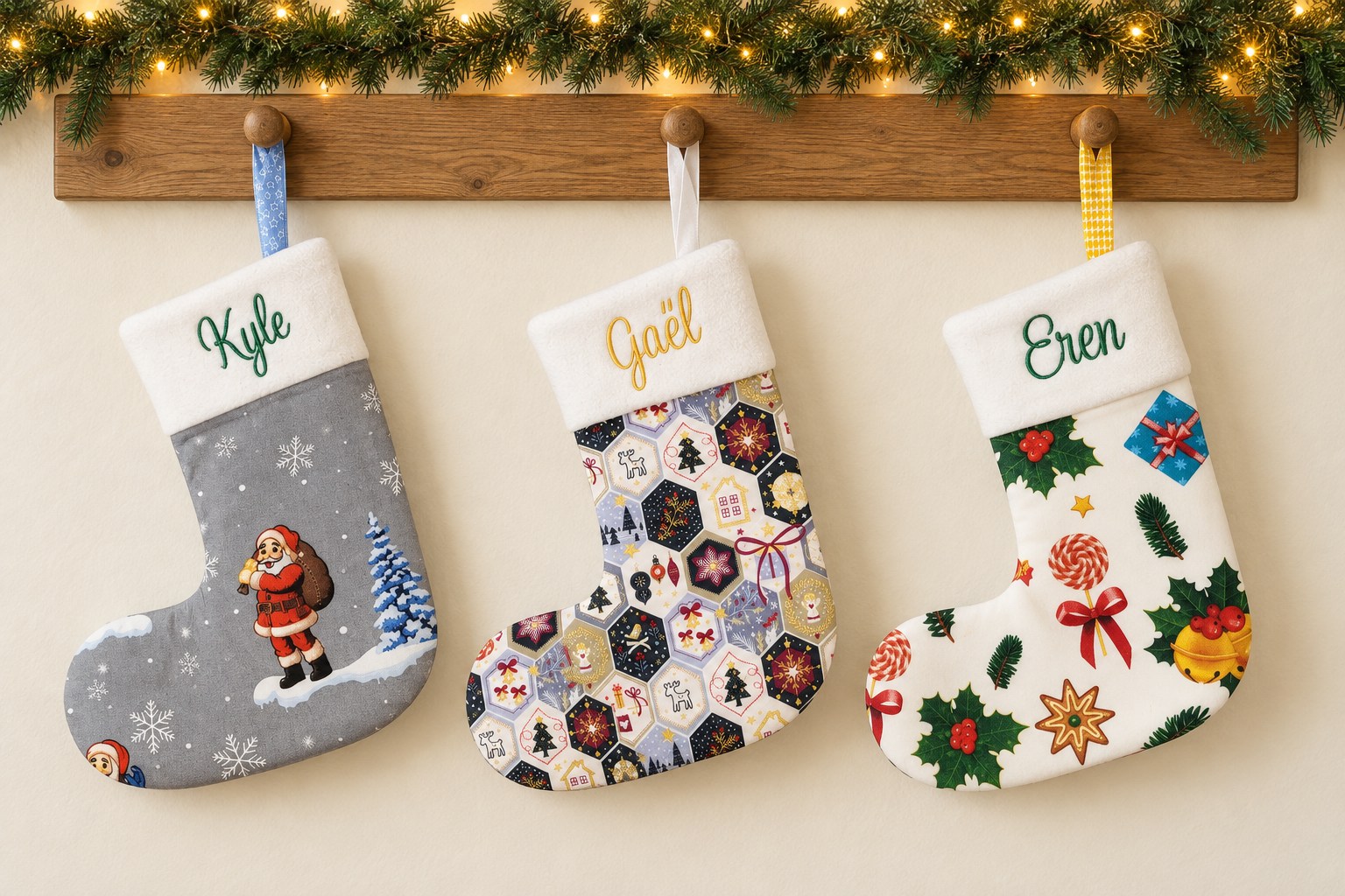 Bottes de Noël personnalisées — Kyle, Gaël et Eren