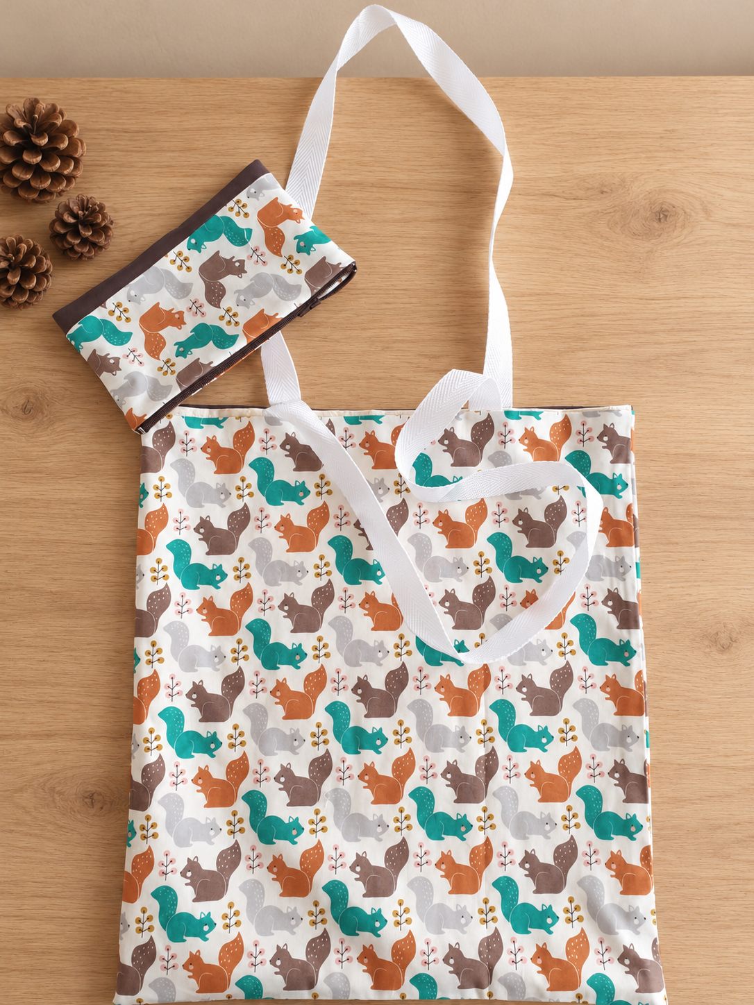 Tote bag Écureuils — Sac et pochette assortie